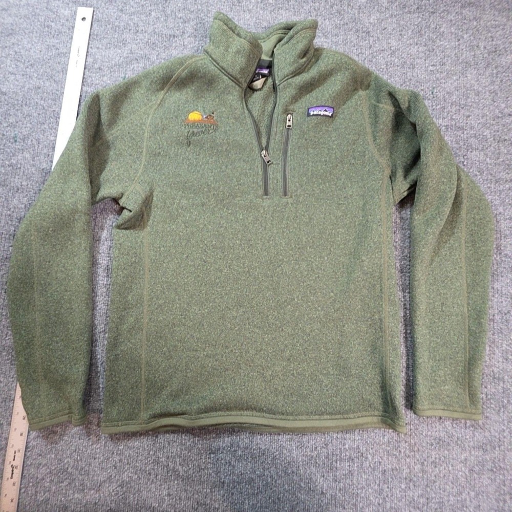 Patagonia Sweater Mens Small Green Better Sweater Fleece 1/4 Zip Pullover Logo